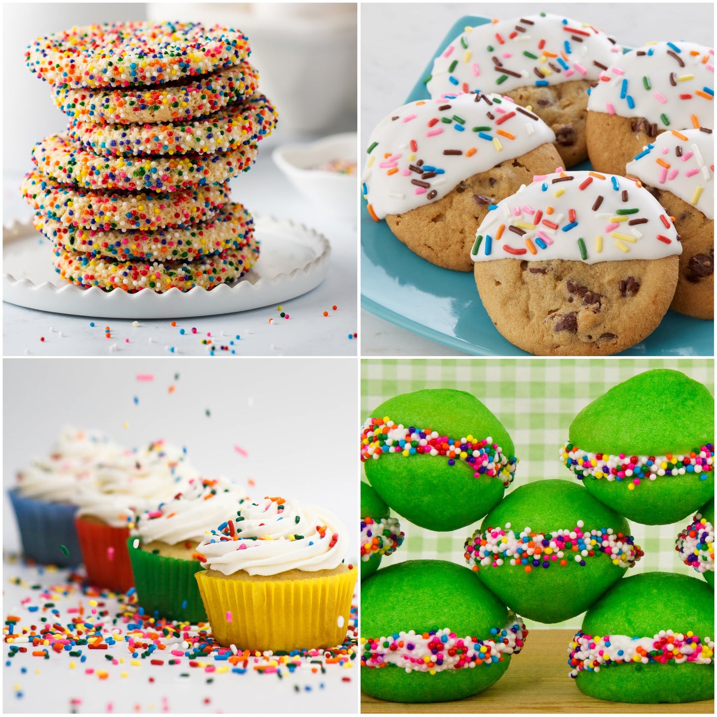 Cake Mate Easter Cookie Decorating Kit - White & Green Icing, Rainbow Sprinkles - Perfect for Cookies, Brownies, Ice Cream