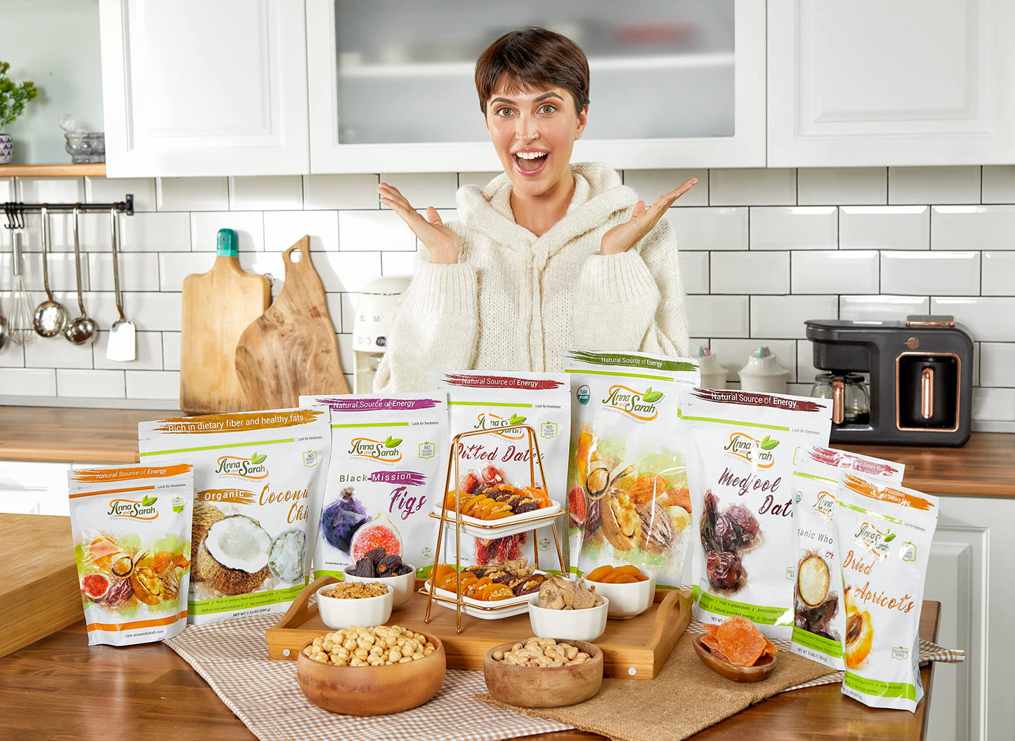 Anna and Sarah Almonds In Shell, Raw, Natural, Whole, Jumbo California Almonds, in Box, 8 Lbs