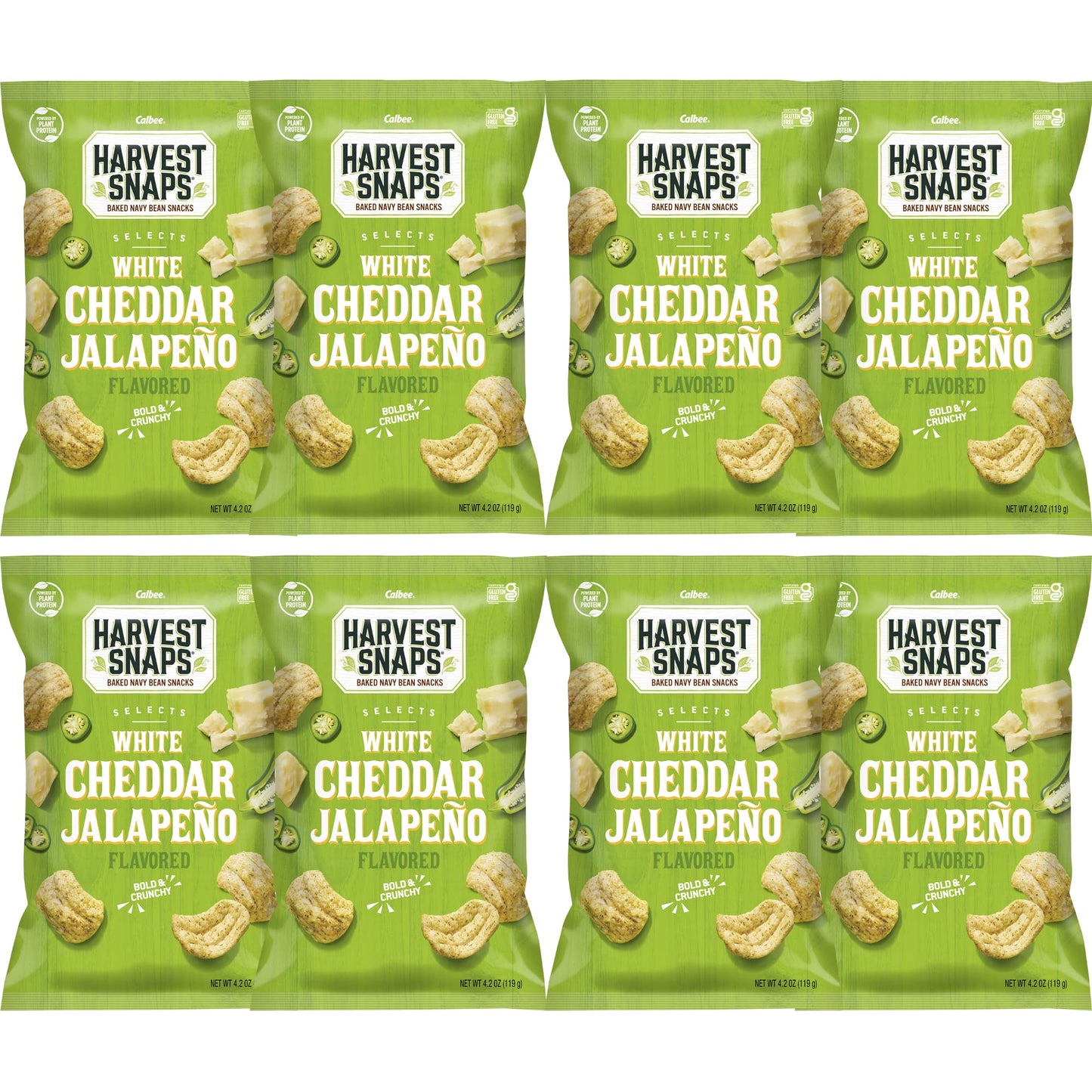 Harvest Snaps (White Cheddar Jalapeno Crunchy Puffs, 8 Snack Packs) 4.2 Ounces