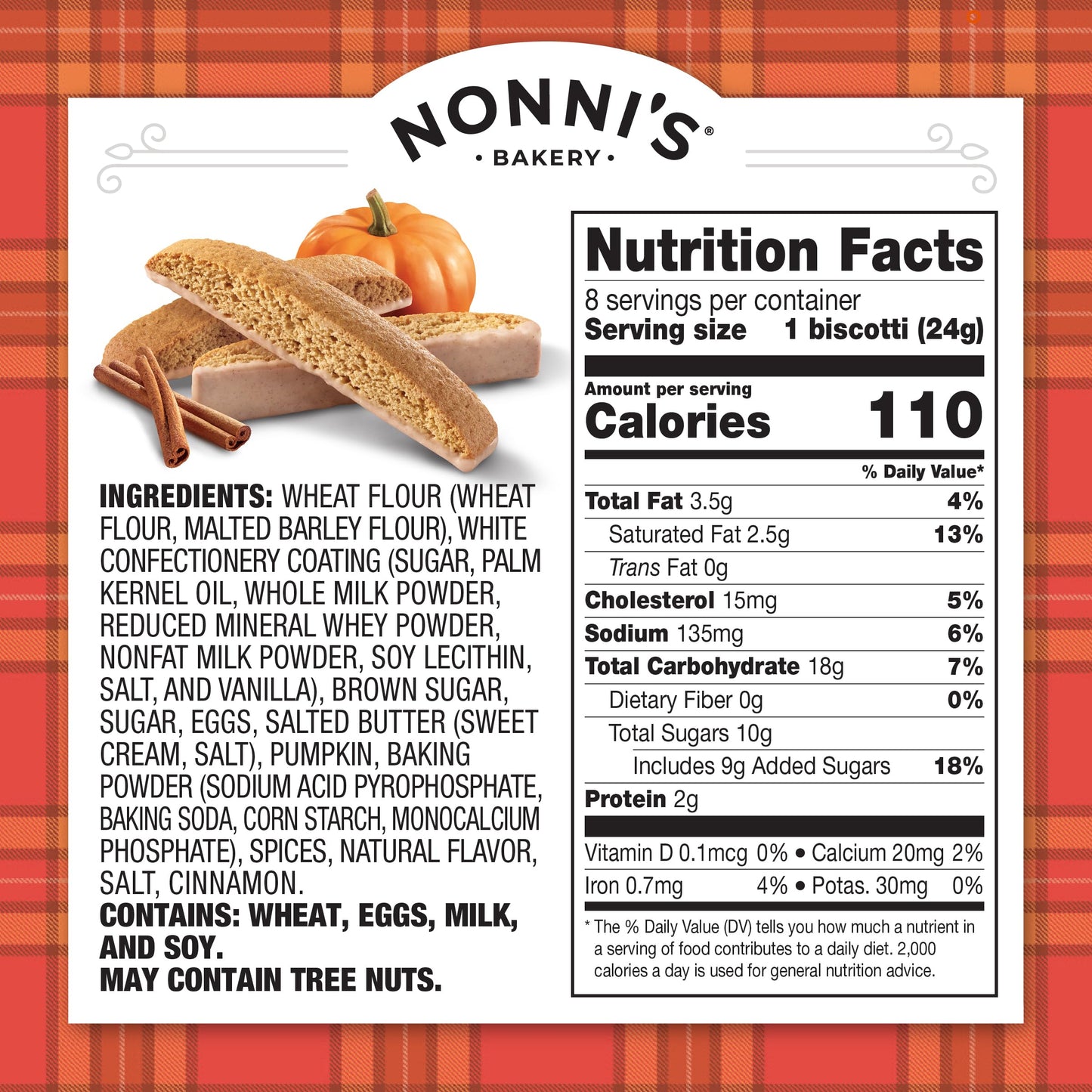 Nonnis Pumpkin Spice Biscotti Holiday Cookies - 6 Boxes Pumpkin Cookies - Pumpkin Biscotti w/Cinnamon Icing - Biscotti Individu