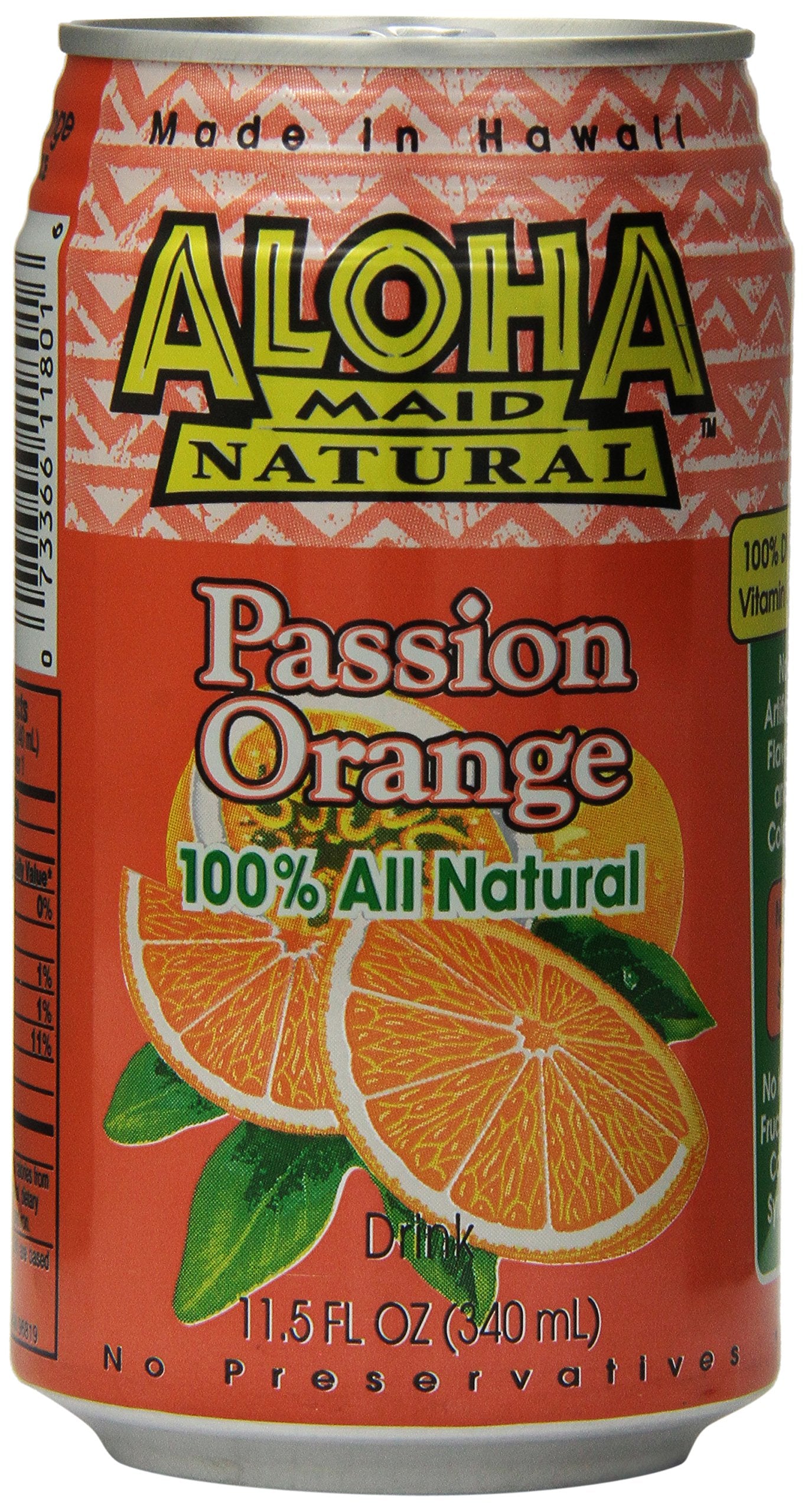 Aloha Maid Passion Orange Juice, 11.5 Fl Oz (Pack of 24) - Refreshing Clear Beverage, Perfect for Parties and Gatherings