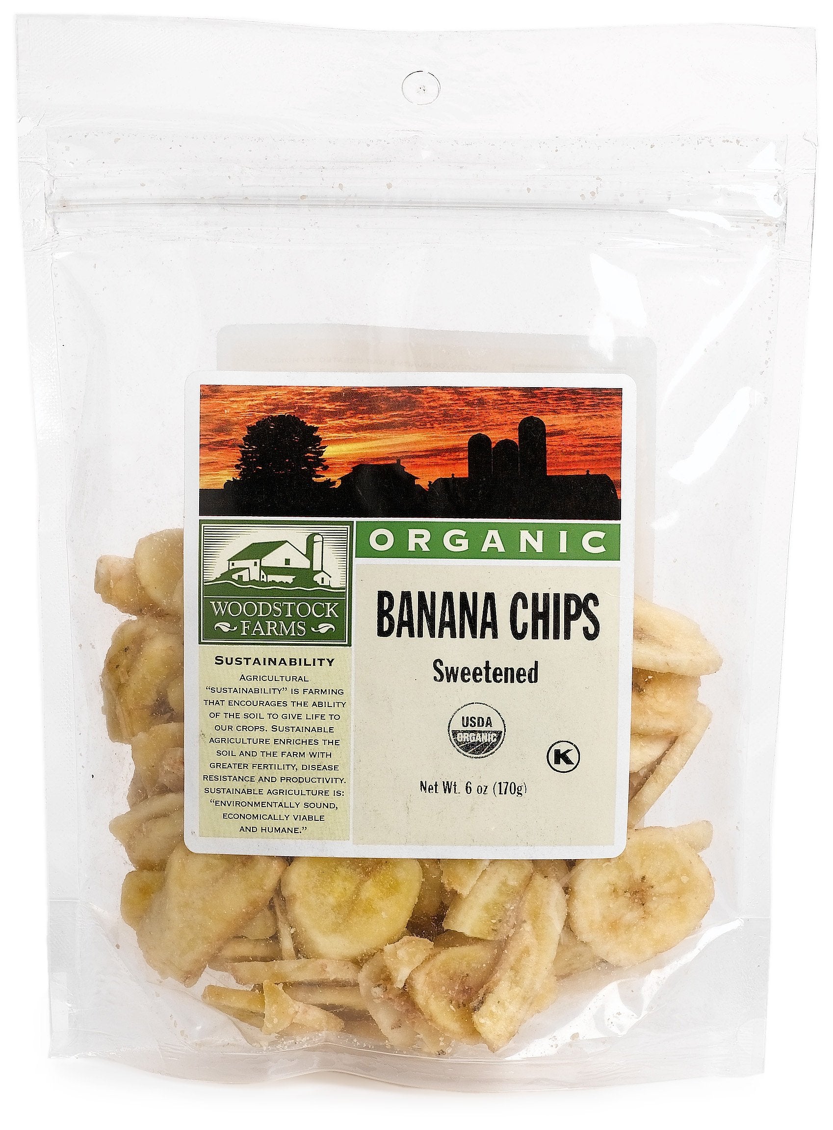 Woodstock Organic Banana Chips, Sweetened, 6 Ounce