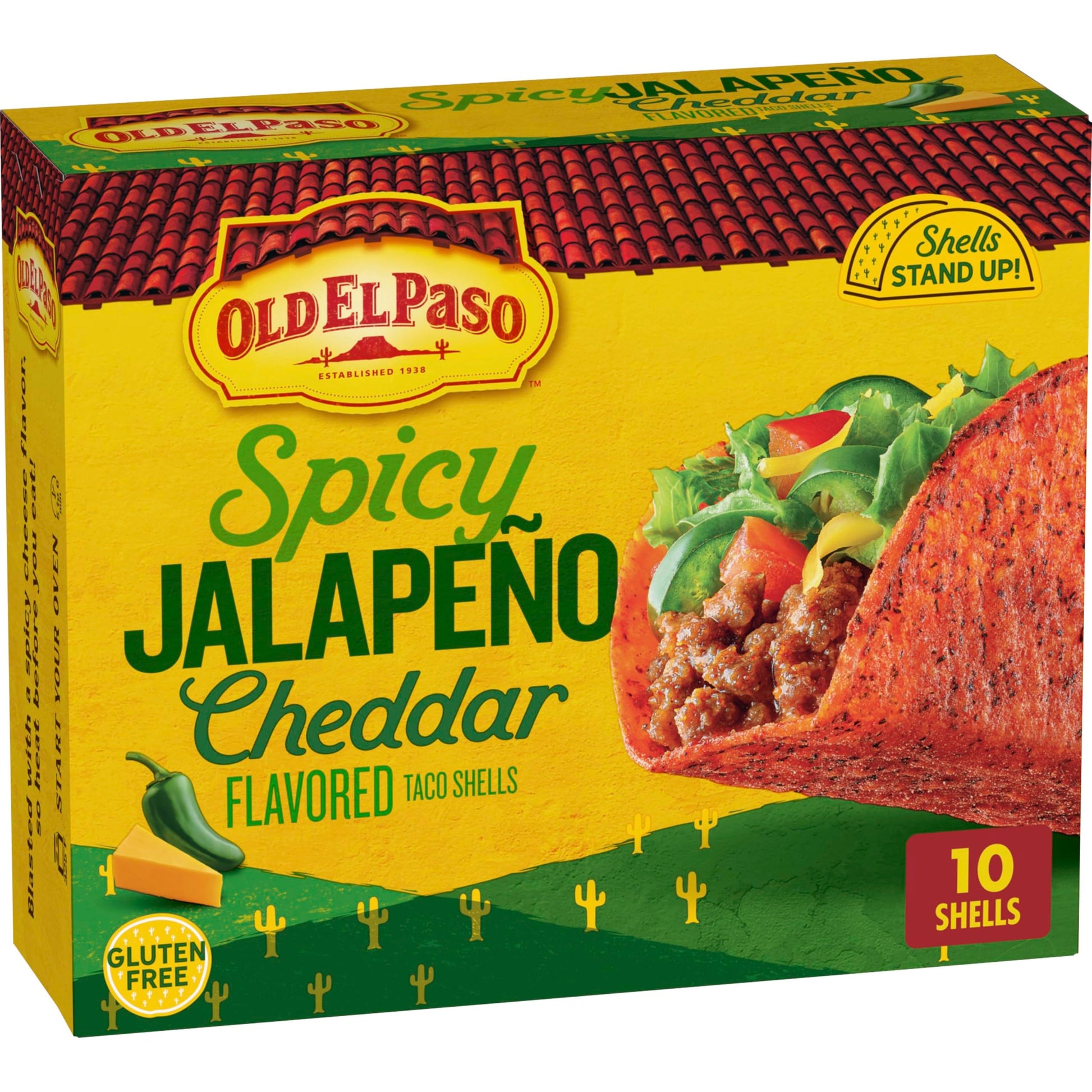 Old El Paso Stand N Stuff Taco Shells, Spicy Jalapeño Cheddar, Gluten Free, 5.4 oz.