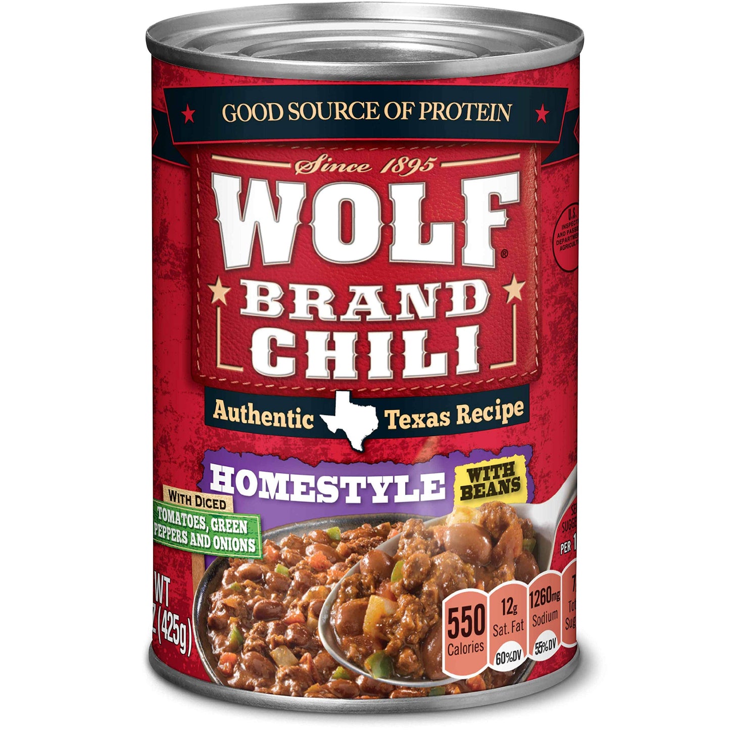 WOLF BRAND Homestyle Chili With Beans, 15 oz. (Pack of 12)