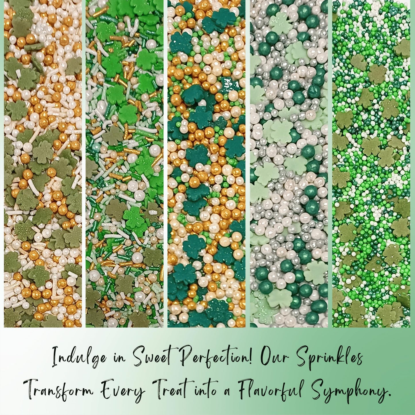 Confect St. Patricks Green,White And Gold Pearl, Vermicelli Sprinkles | Clover Sprinkles | Edible Sprinkles For Baking & Cake De
