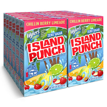 Wylers Light Water Drink Mix Singles To Go, Chillin Berry Limeade, 10 Count, Pack of 12, 120 Single Servings
