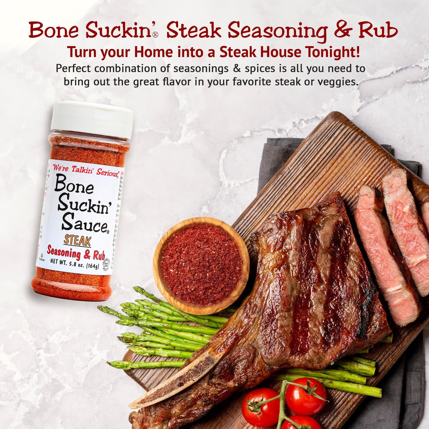 Bone Suckin Steak Seasoning & Rub, Gluten-Free, Non-GMO, 5.8 Oz