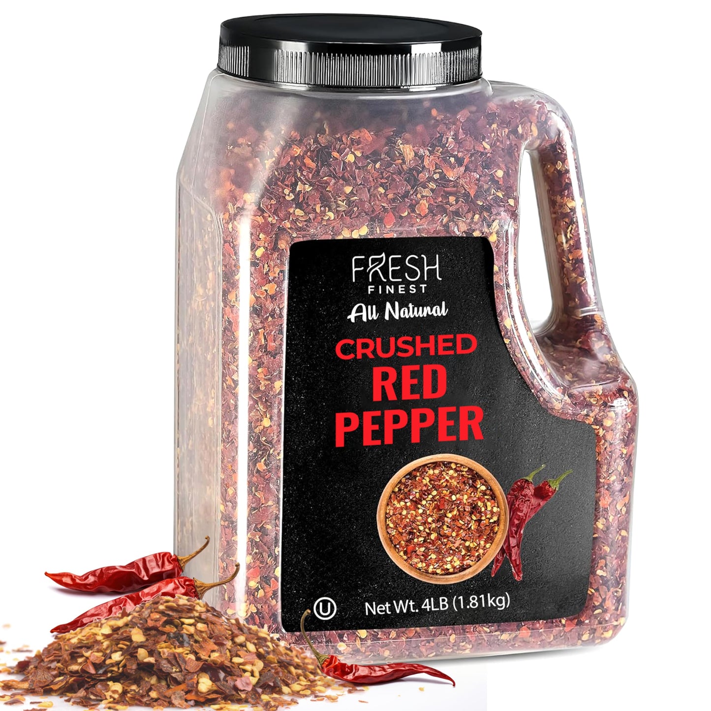 Fresh Finest Bulk 4LB Crushed Red Pepper Spices Commercial and Home Cooking - Chili Pepper Flakes  Red Peppers Spice Best for Pizza  Flatbreads  Beef  and More - 4 LB