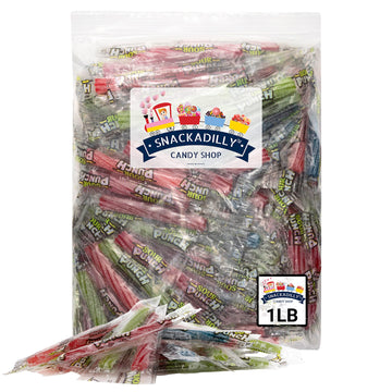 Sour Punch Twists Bulk 1 Lb Bag (About 72 Pieces) 3" Individually Wrapped Candy, Blue Raspberry, Cherry, Strawberry & Apple Flavored Chewy Candies - Packaged By Snackadilly