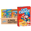 Quaker Cap'n Crunch Breakfast Cereal, 4 Flavor Variety Pack, (4 Pack), Sweetened Corn & Oat Cereal Original, Crunch Berries, Oop