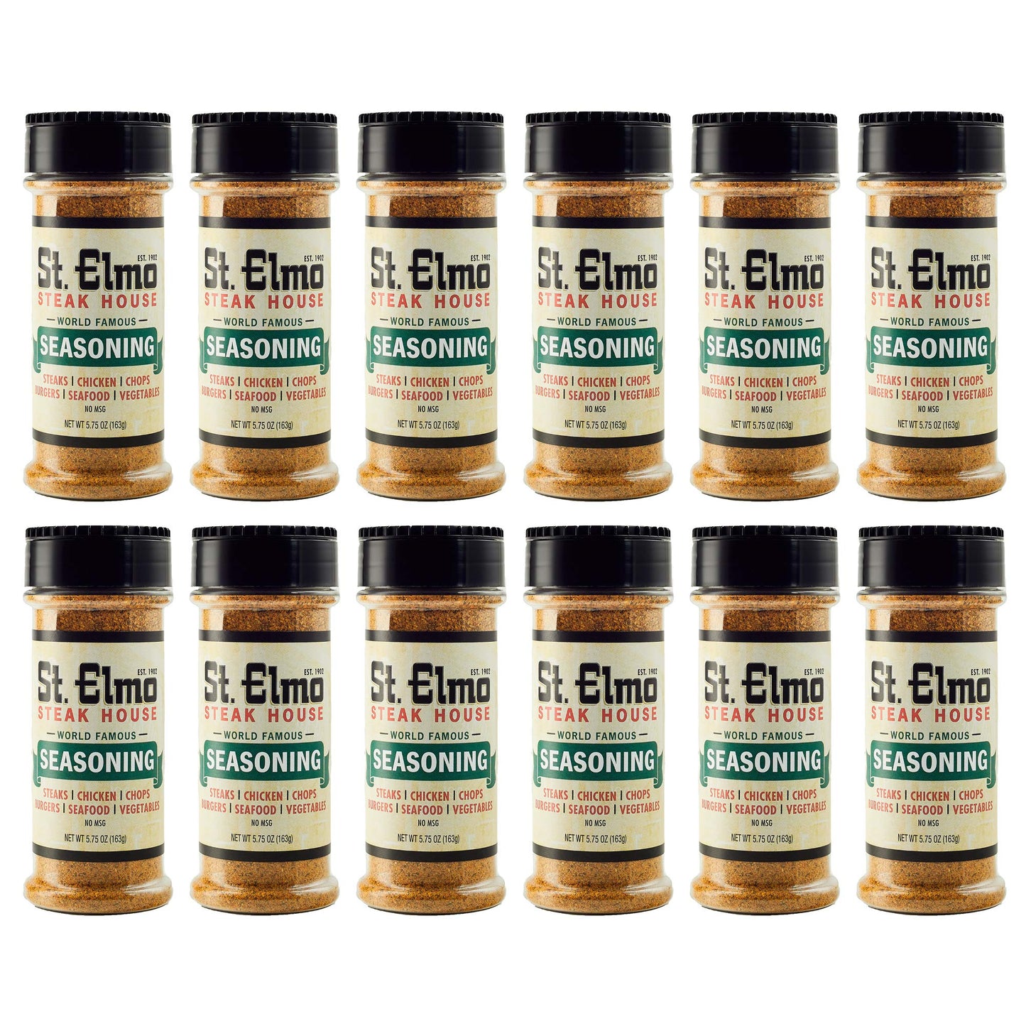 St Elmo Seasoning Rub for Steaks, Burgers, Chicken & Seafood - 5.75 oz, 12 Pack