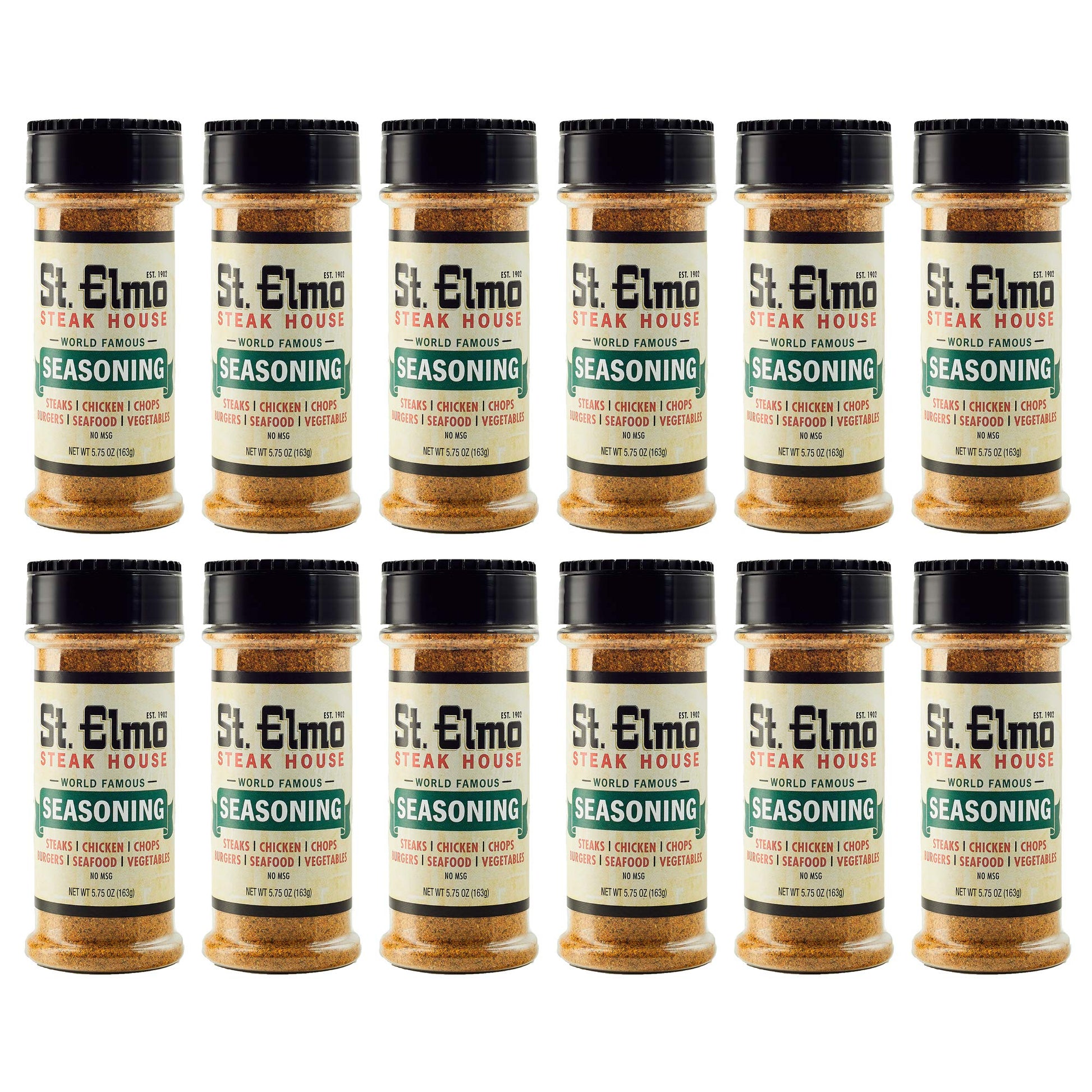 St Elmo Seasoning Rub for Steaks, Burgers, Chicken & Seafood - 5.75 oz, 12 Pack