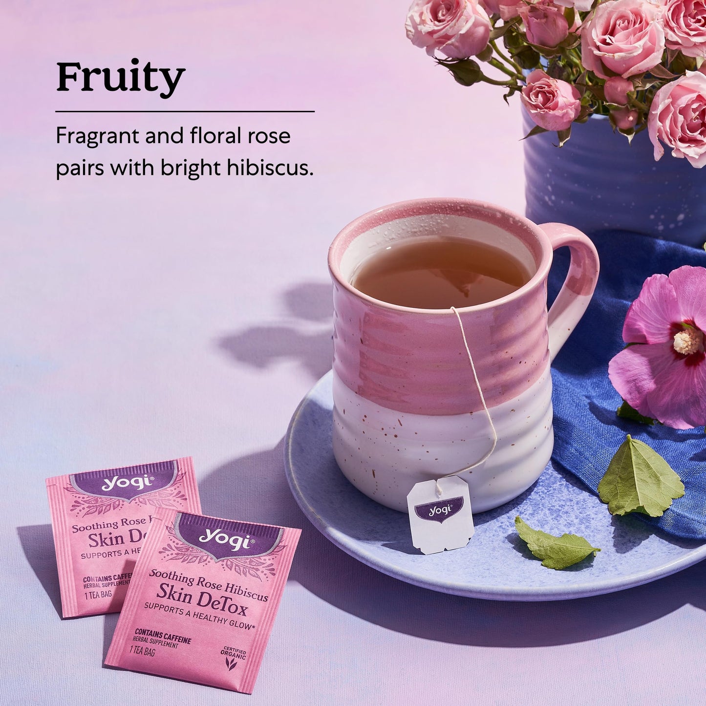 Yogi Tea Soothing Rose Hibiscus Skin Detox Tea - 16 Tea Bags Per Pack (4 Packs) - Organic Detox Tea To Support Skin Health - Inc