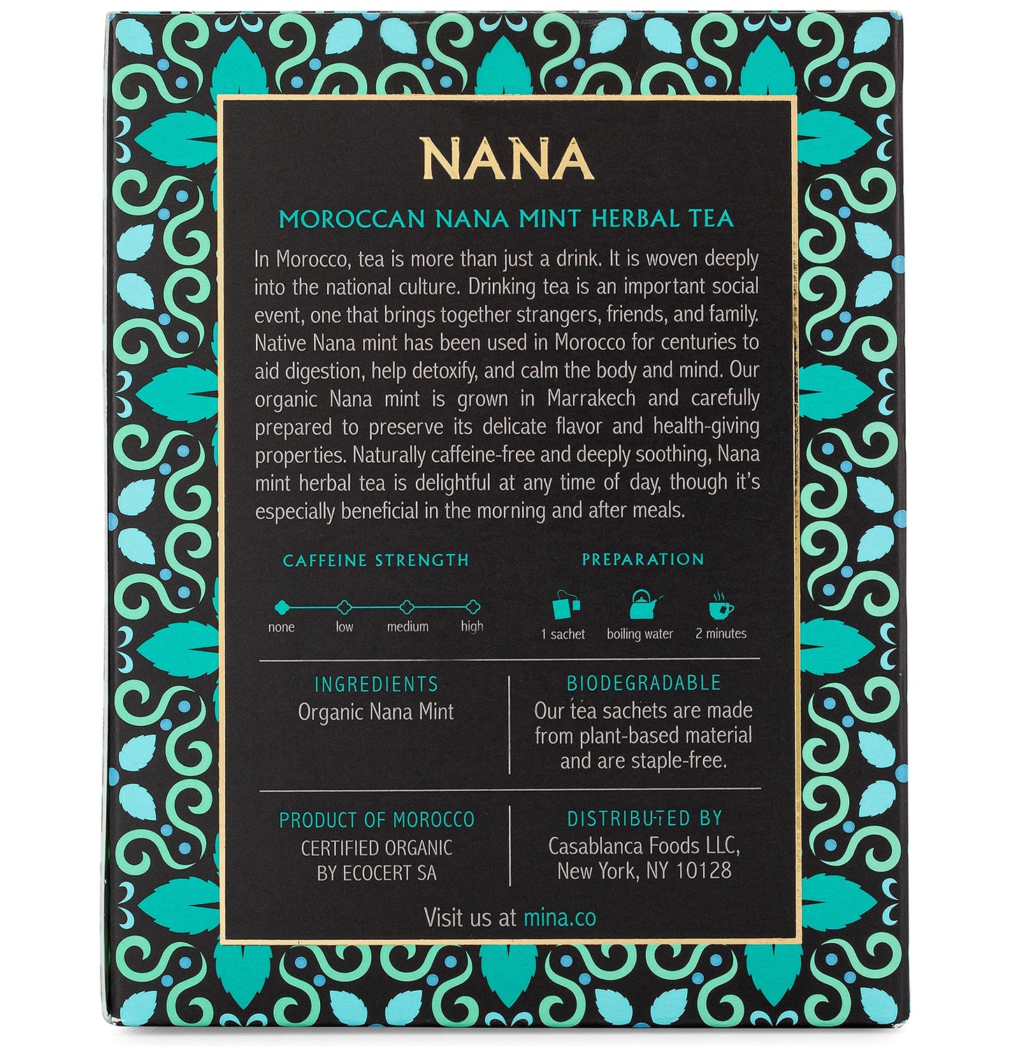 Mina Organic Moroccan Nana Mint Herbal Tea, 15 Ct
