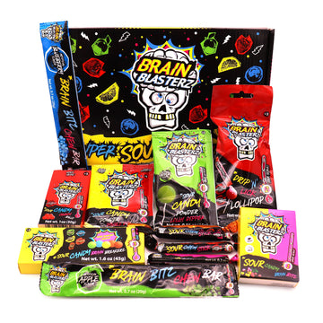 Brain Blasterz Small Sour Candy Variety Pack, Vegan Candy, Sour Chew Bar, Halal Candy, Sour Candy Gift Box W/ 12 Pcs (13Oz), Uni