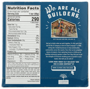 Clif, Builders Chocolate Peanut Butter Bar 6 Count, 2.4 Ounce