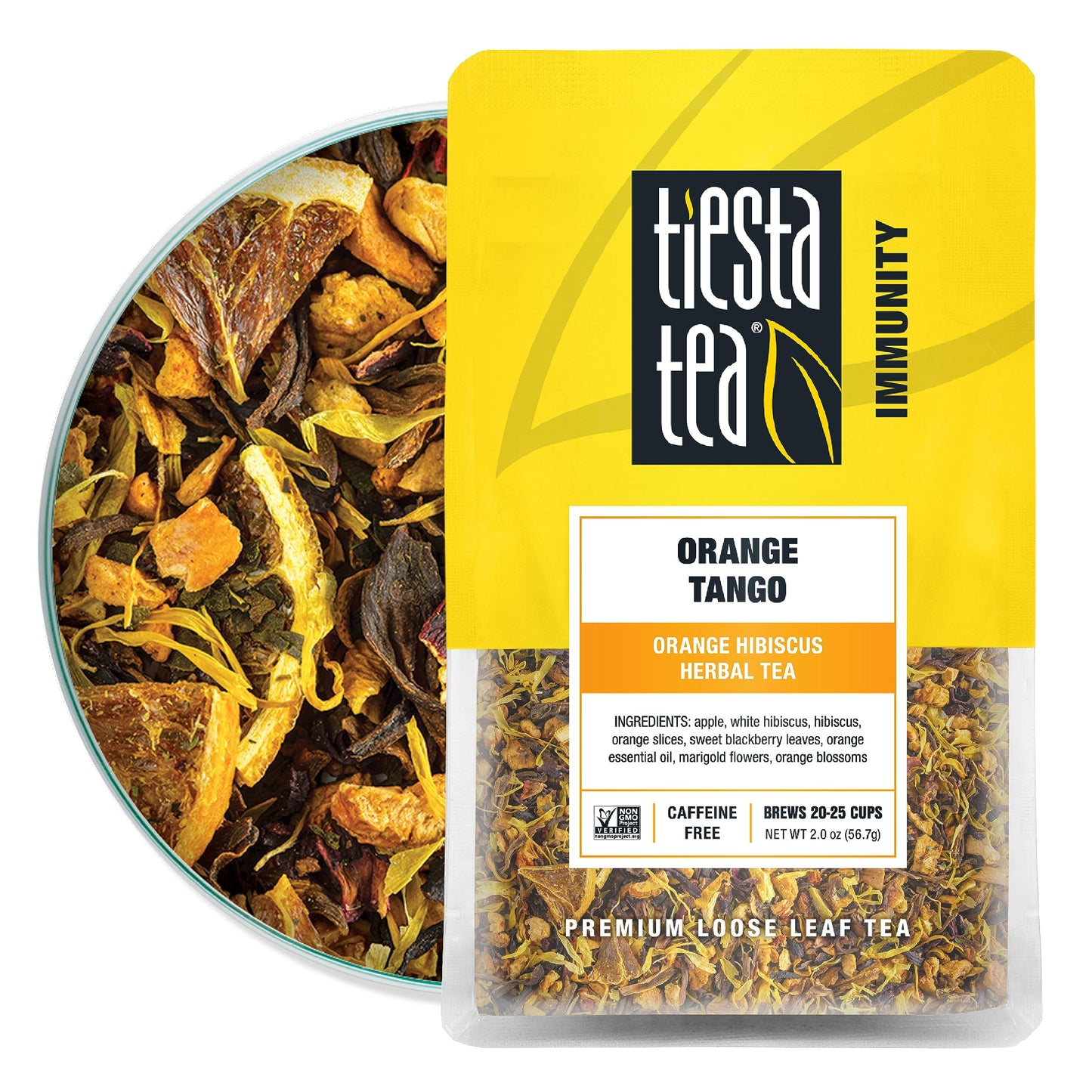 Tiesta Tea - Orange Tango | Loose Leaf | Orange Hibiscus Herbal Tea | Premium Non-Caffeinated Fruit Blend | Makes Hot Or Iced & Up To 25 Cups | 2Oz Resealable Pouch