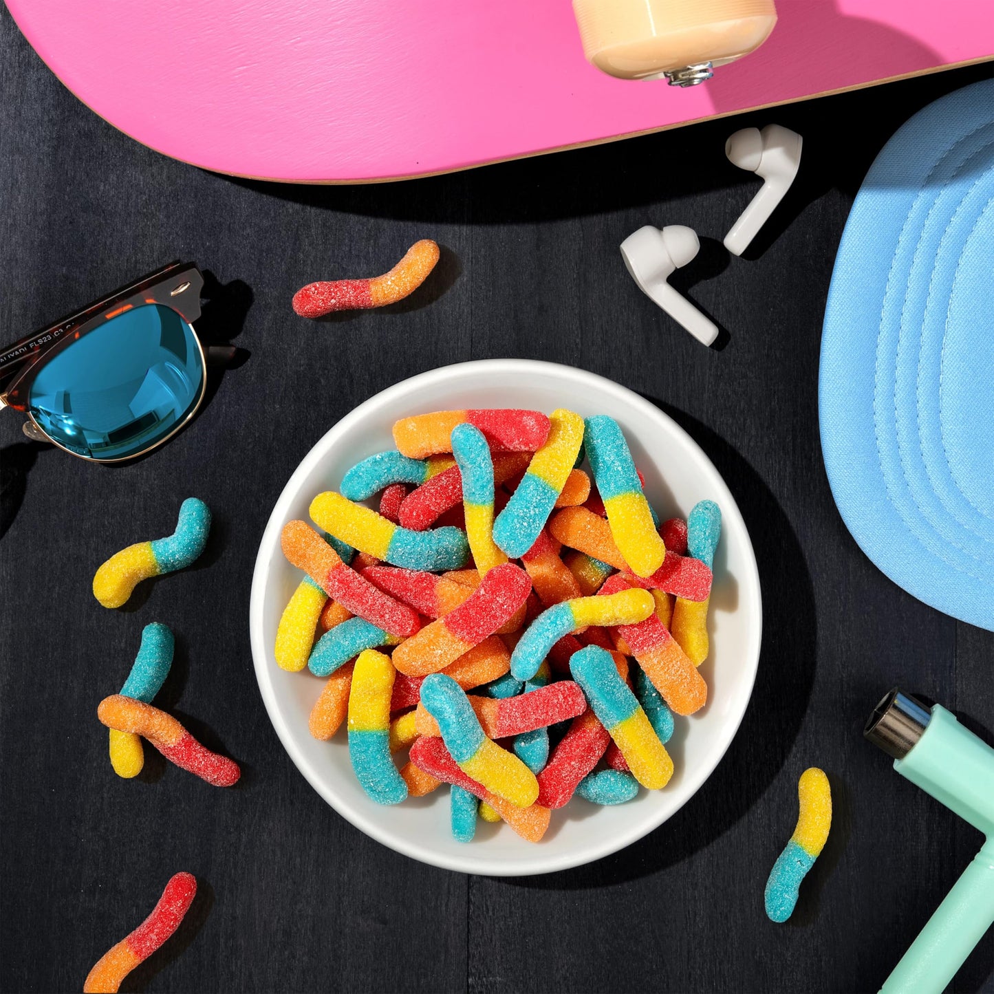 Trolli Sour Brite Crawlers, Candy, Fruit Punch, Sweet And Sour, Gummy Worms, 7.2 Oz