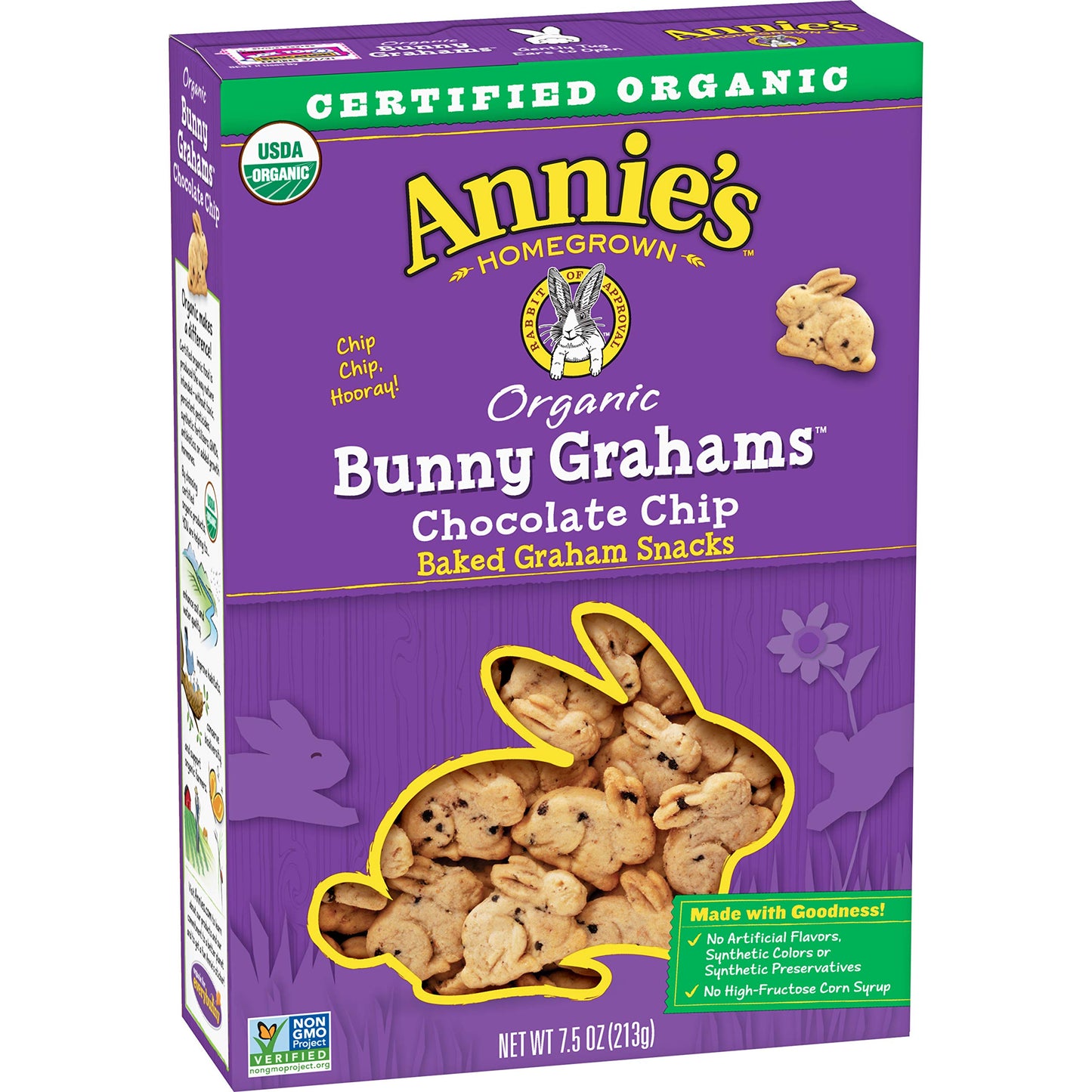 Annies Homegrown Chocolate Chip Bunny Grahams Whole Grain Snacks, 7.5 Ounce