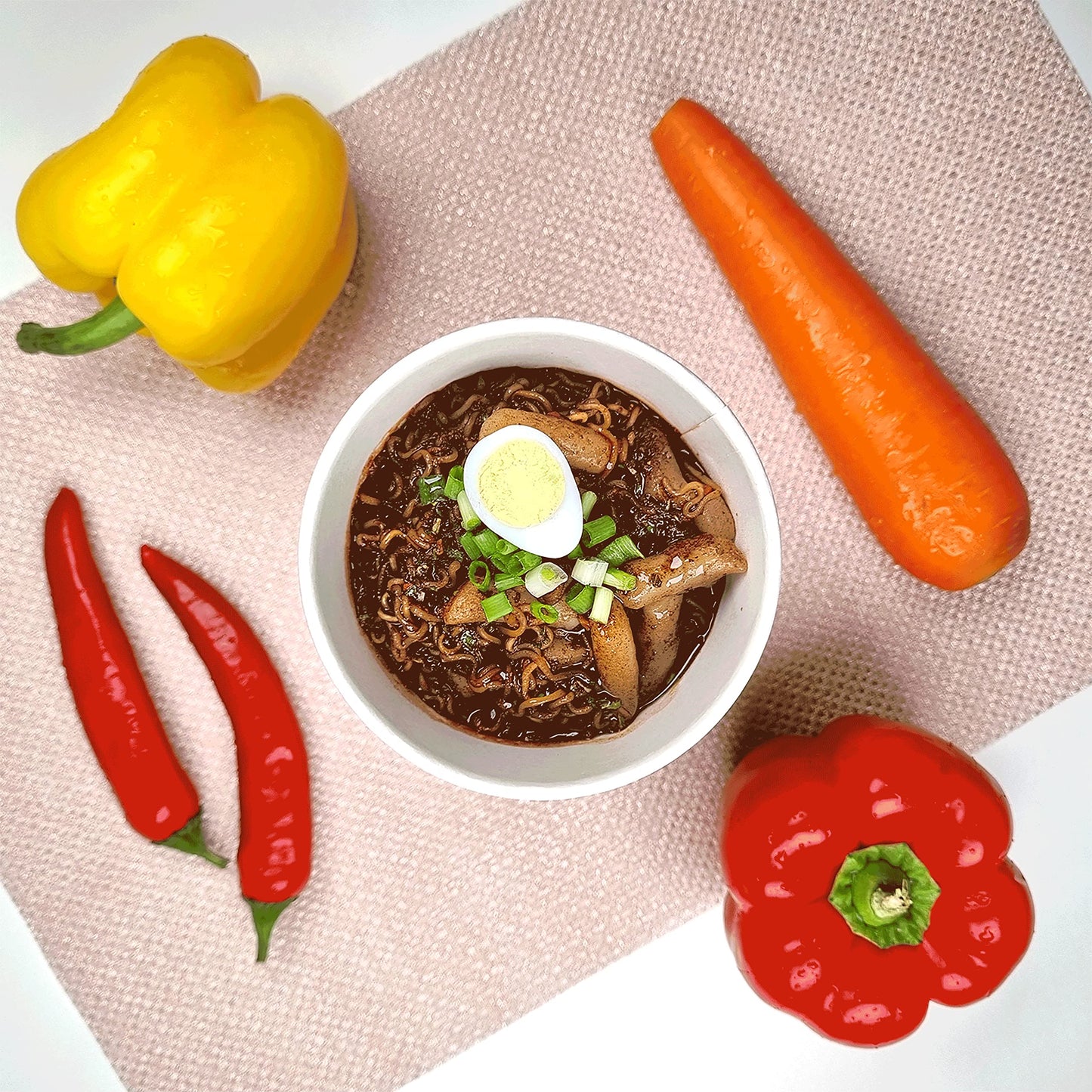 Yopokki Instant Rabokki Cup (Jjajang, 2 Cups) Korean Street food with Jjajang flavored sauce Ramen Noodle Topokki Rice Cake - Qu