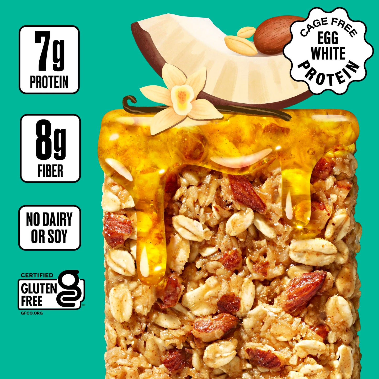 Over Easy Toasted Coconut Soft and Chewy Oatmeal Breakfast Bars - Granola and Protein Bars - 12 Energy Snack Bars - Clean, Glute