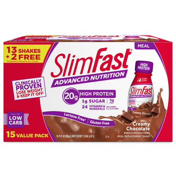 Slimfast Advanced Nutrition High Protein Meal Replacement Shake, Creamy Chocolate, 20G Of Ready To Drink Protein, 11 Fl. Oz Bott