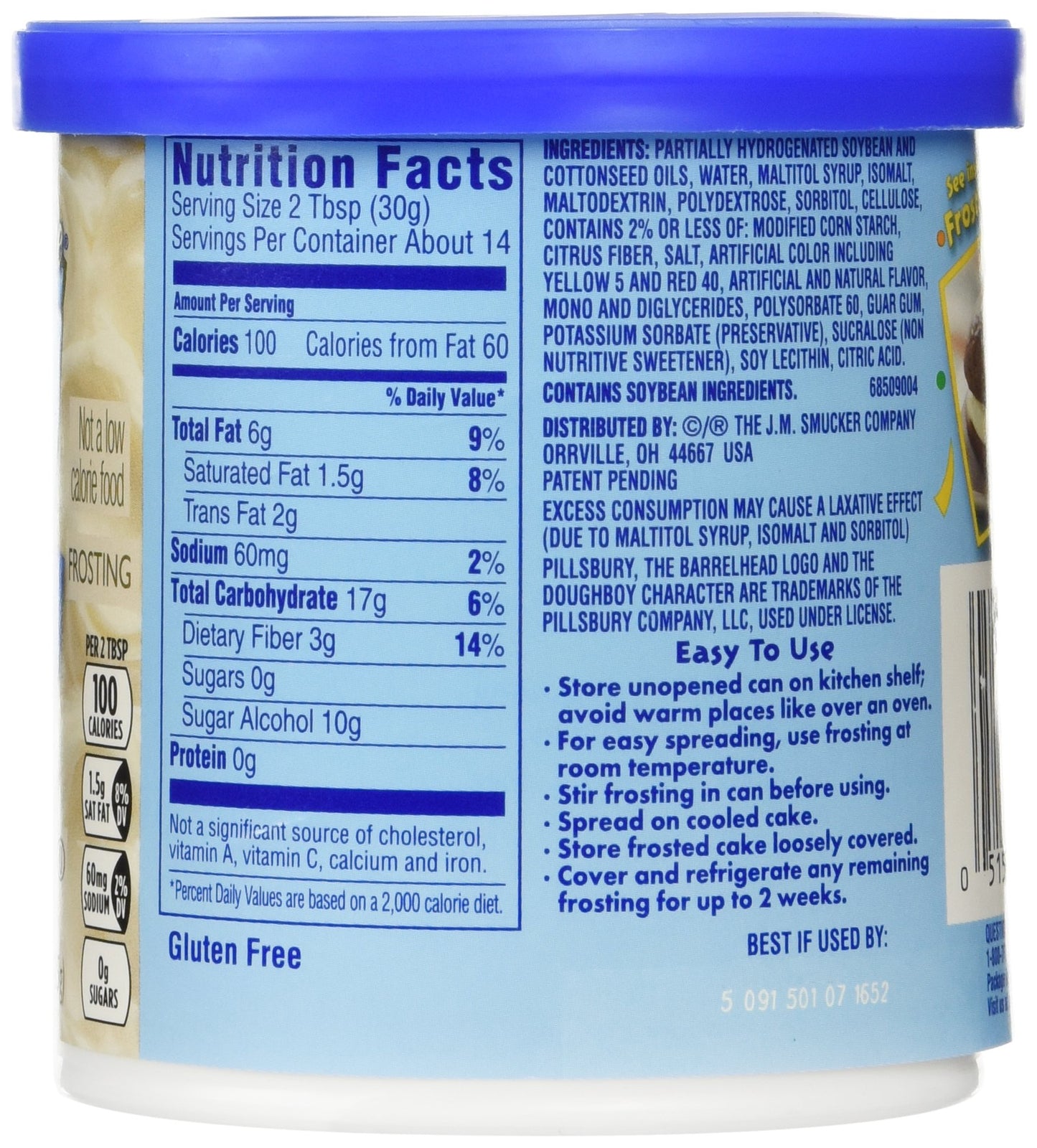 Pillsbury Creamy Supreme Sugar Free Vanilla Frosting (Pack of 2) (15 oz)