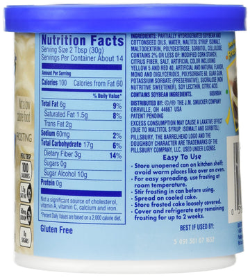 Pillsbury Creamy Supreme Sugar Free Vanilla Frosting (Pack of 2) (15 oz)