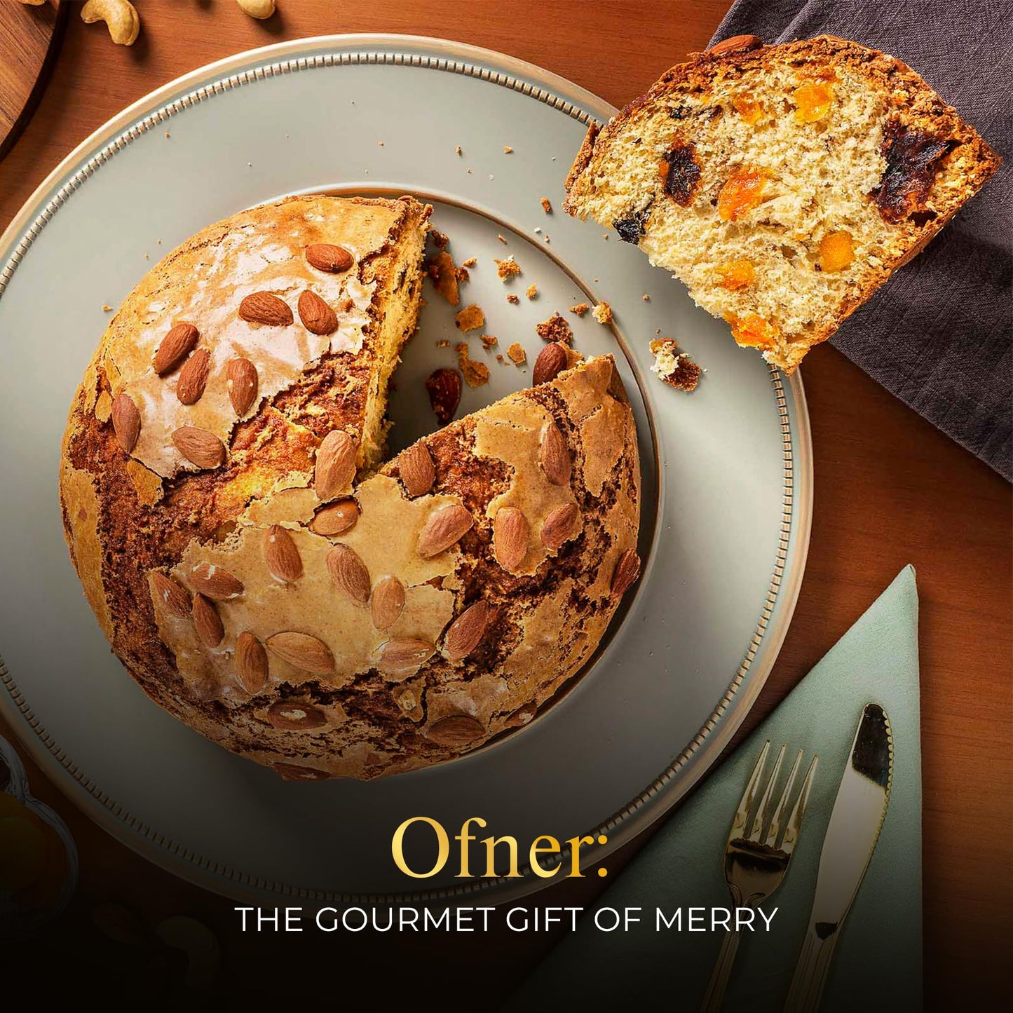 Genovese Panettone with Apricot  Dates & Plums 26.4 oz - Naturally Fermented Buttery Dough with Candied Fruits - Traditional Holiday Cake - Ofner