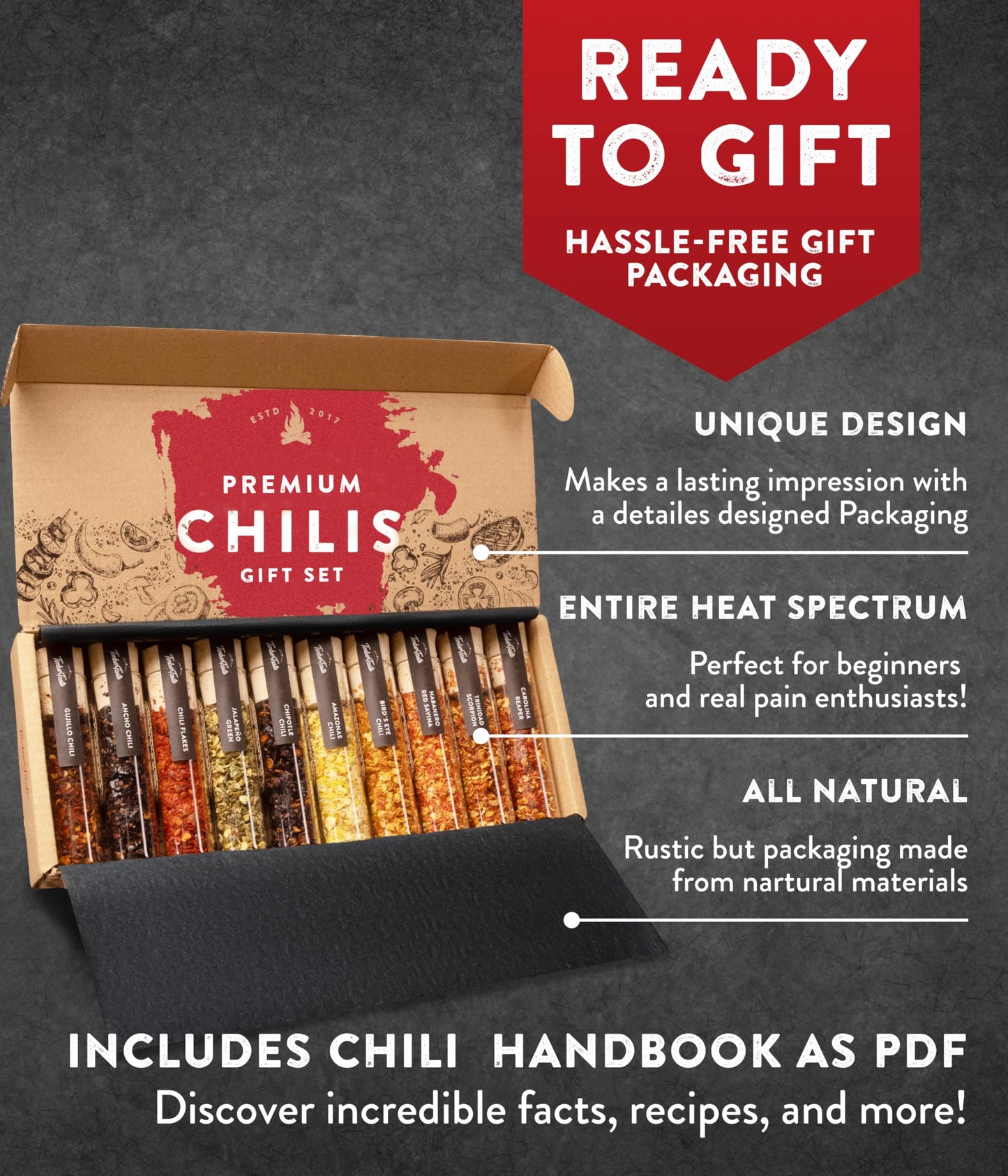 Timber Taste Hot Spicy Mens Gifts - Chili Food Seasoning Set, 1,200,000 Scoville, Ideal Stocking Stuffers for Him