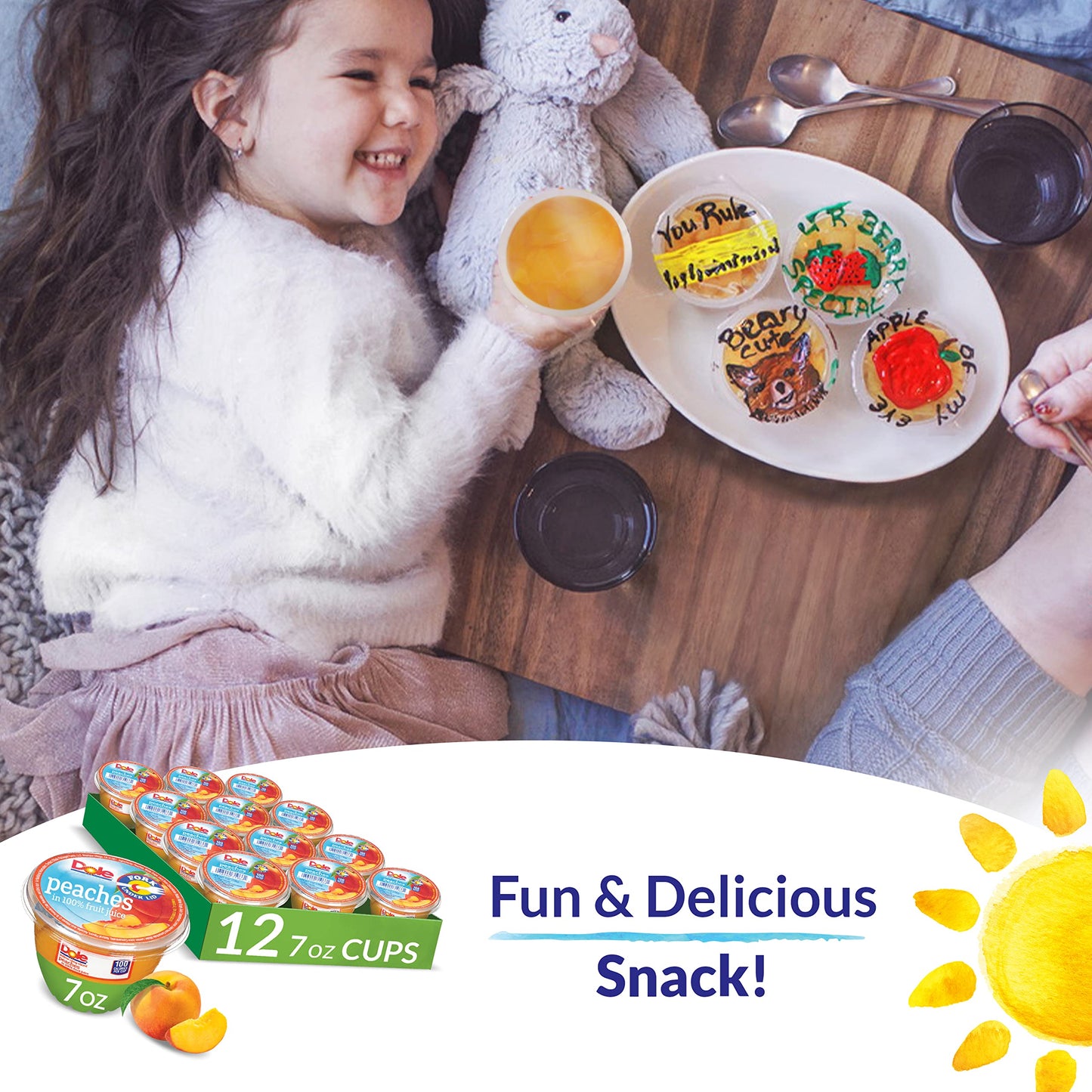 Dole Fruit Bowls Diced Peaches Snacks, 7oz (Pack of 12), Gluten & Dairy Free, Bulk Lunch Snacks for Kids & mature-themeds