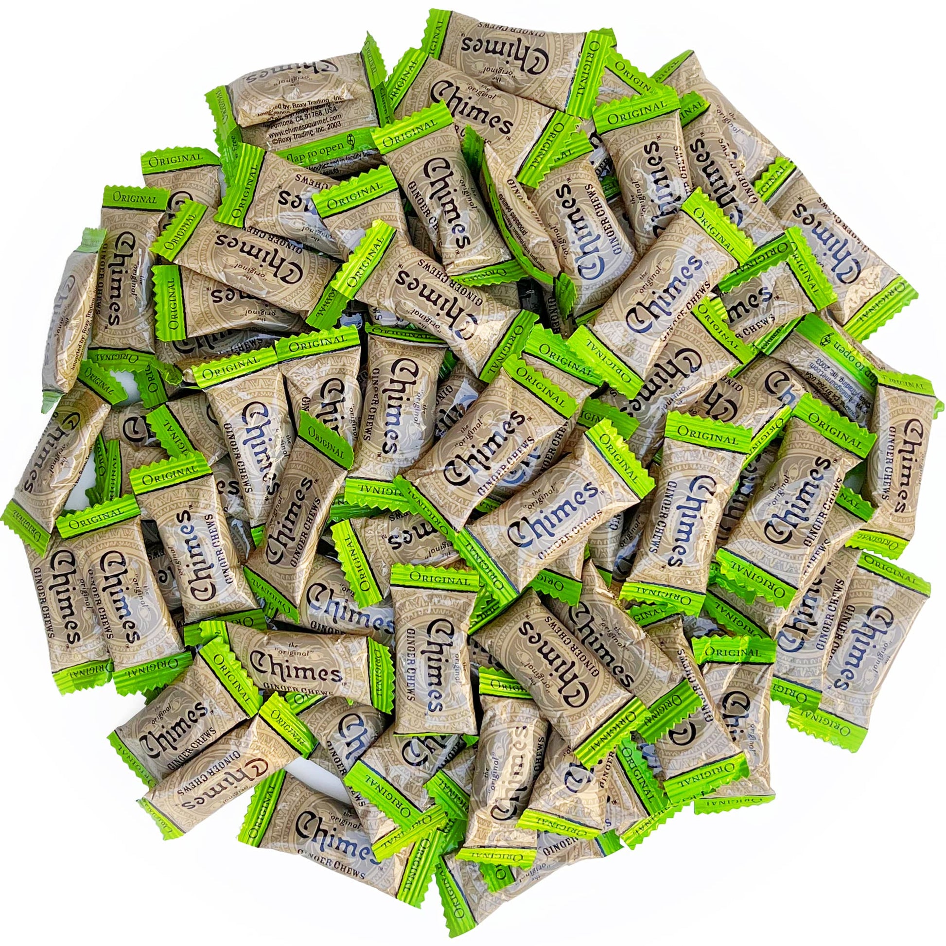 Chimes Original Ginger Chews (1-Pound 1 Lb Bag) Premium Natural Chewy Ginger Candy - 16 Oz Individually Wrapped Ginger Chew Cand