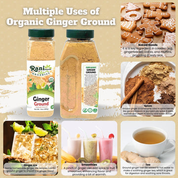 Rani Organic Ginger (Adarak) Powder Ground, Spice 14Oz (400G) Pet Jar ~ All Natural | Vegan | Gluten Friendly | Non-Gmo | Indian