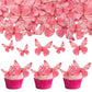 Gyufise 72Pcs Edible Cupcake Toppers - Butterfly & Rose Red Cake Decoration for Baby Shower & Kids Birthday Party