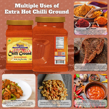 Rani Extra Hot Chilli Powder Indian Spice 32Oz (2Lbs) 908G Pet Jar ~ All Natural | No Color Added | Gluten Friendly | Vegan | No