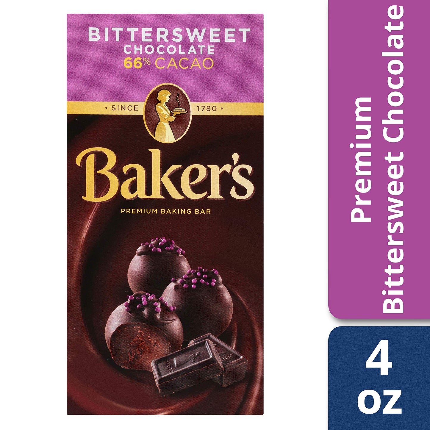 Bakers Bittersweet Baking Chocolate Bar, 4 Oz, 6-Pack