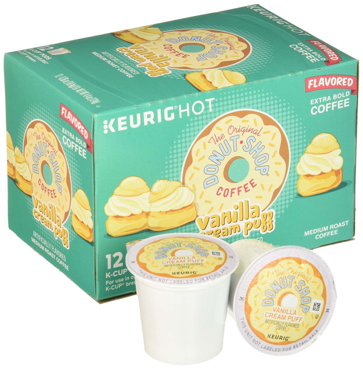 Keurig Donut Shop Coffee, Medium Roast, Vanilla Puff, 12 Count, Single Serve Pods