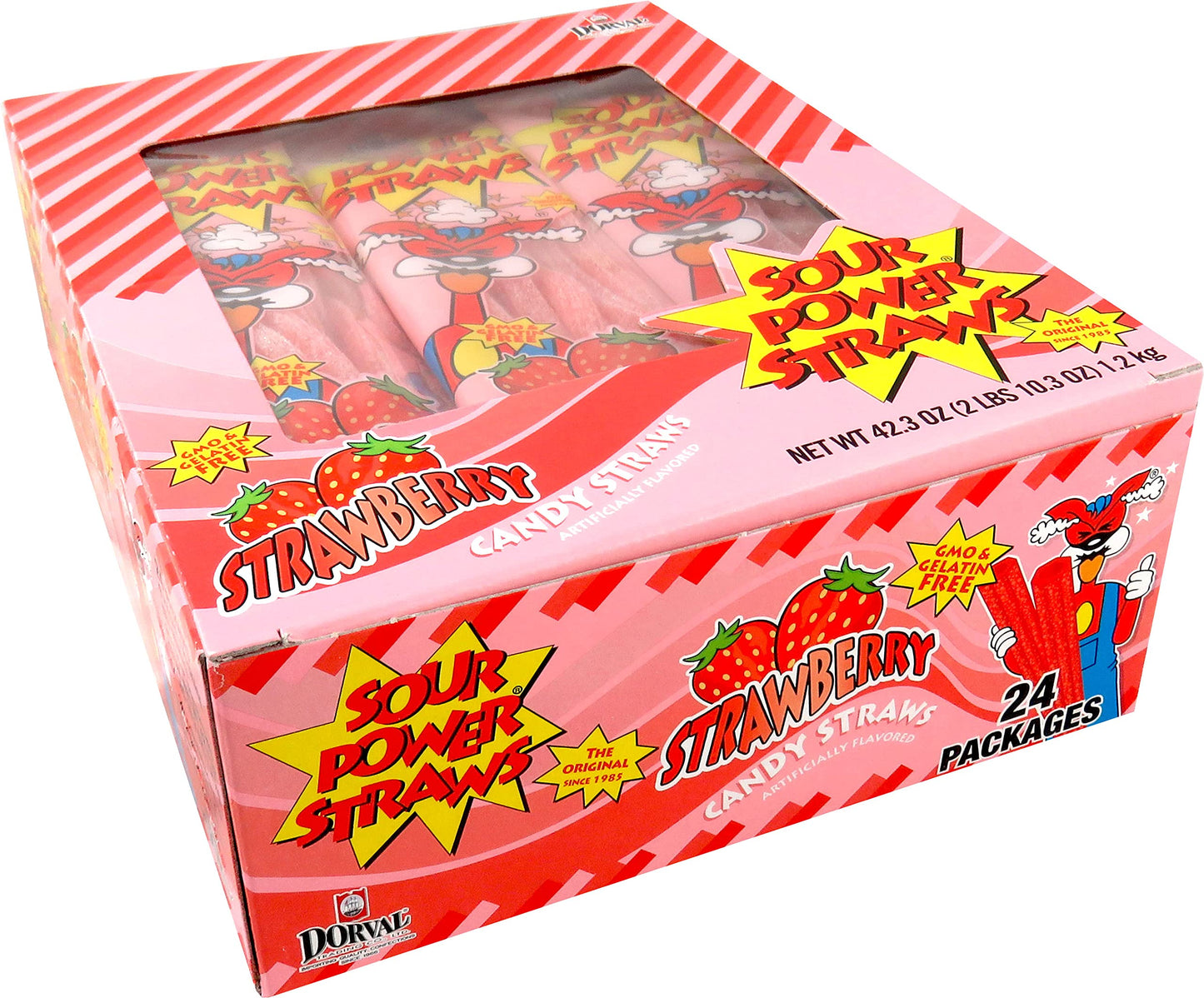 Sour Power Candy Straws, Strawberry Straws (Pack Of 24), 1.75 Ounce (Pack Of 24) (2912615)