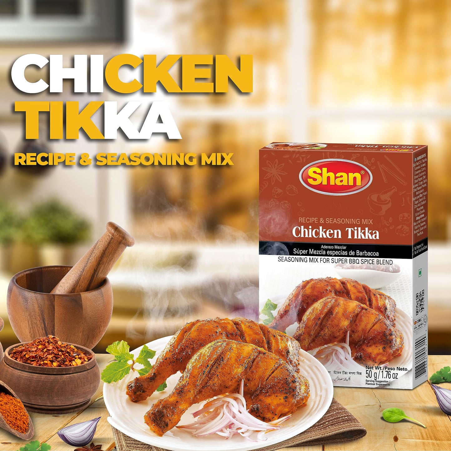 Shan - Chicken Tikka Seasoning Mix (50G) - Seasoning Packets For Tikka Masala (Pack Of 2)