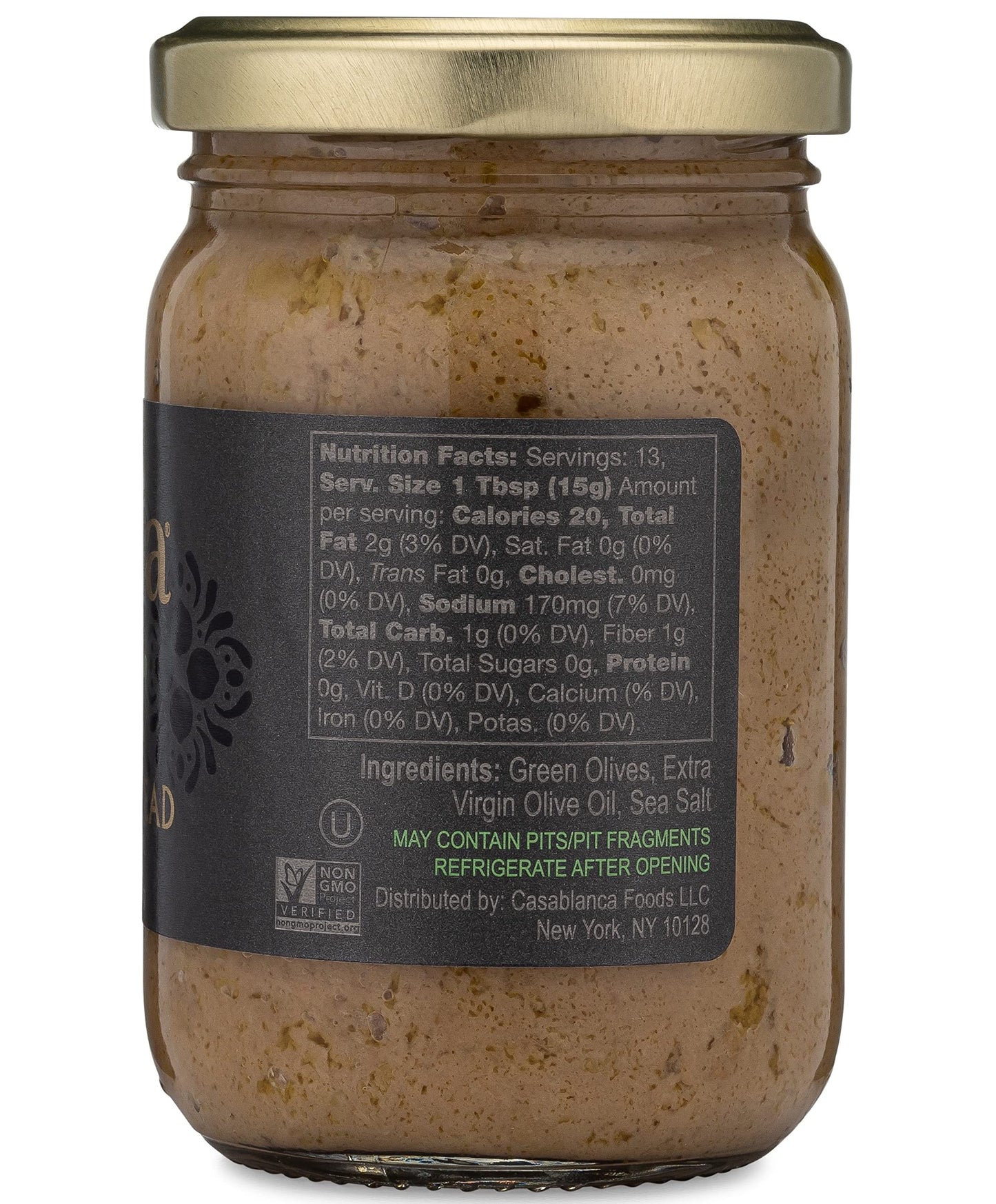 Mina Gourmet Olive Tapenade, Moroccan Green Olives, 7 oz (200g), Perfect for Appetizers and Dips