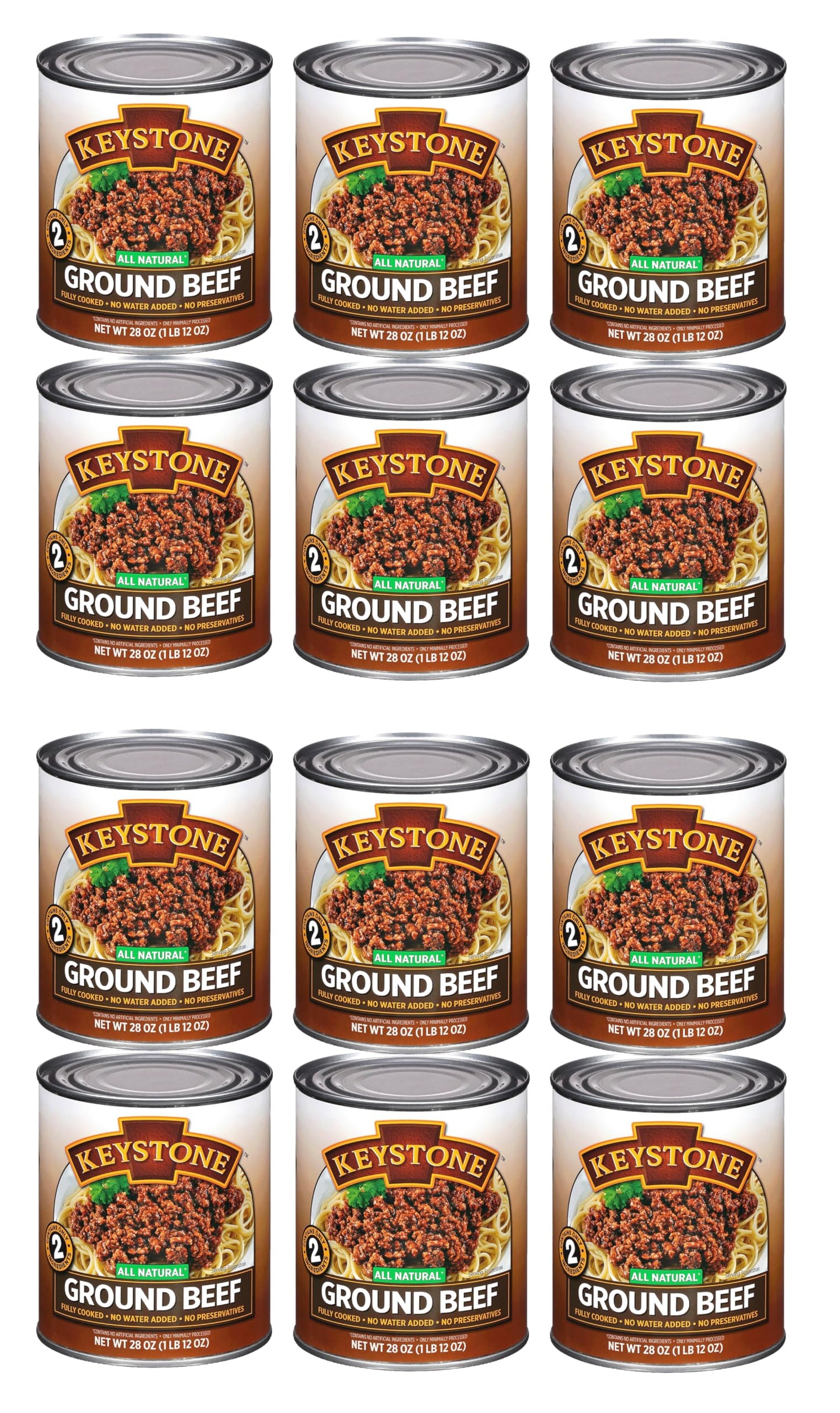 Keystone All Natural Ground Beef 28 Ounce Long Term Emergency Survival Food Canned Meat | Fully Cooked Ready to Eat | Gluten Fre