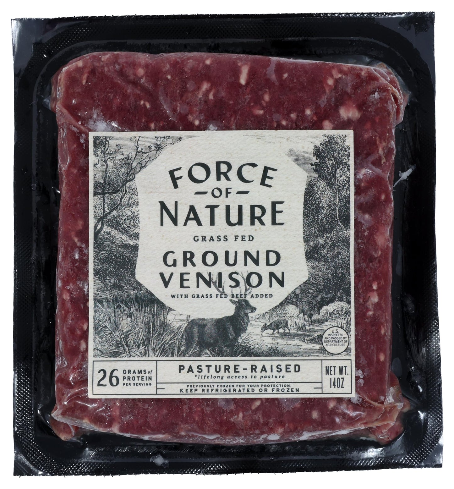 Force Of Nature Meats 100% Grass Fed, Pastured Venison Grind, 14 oz