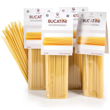 GUSTA Bucatini Pasta Noodles - Organic Durum Wheat - Non-GMO - 17.64oz (Pack of 4)