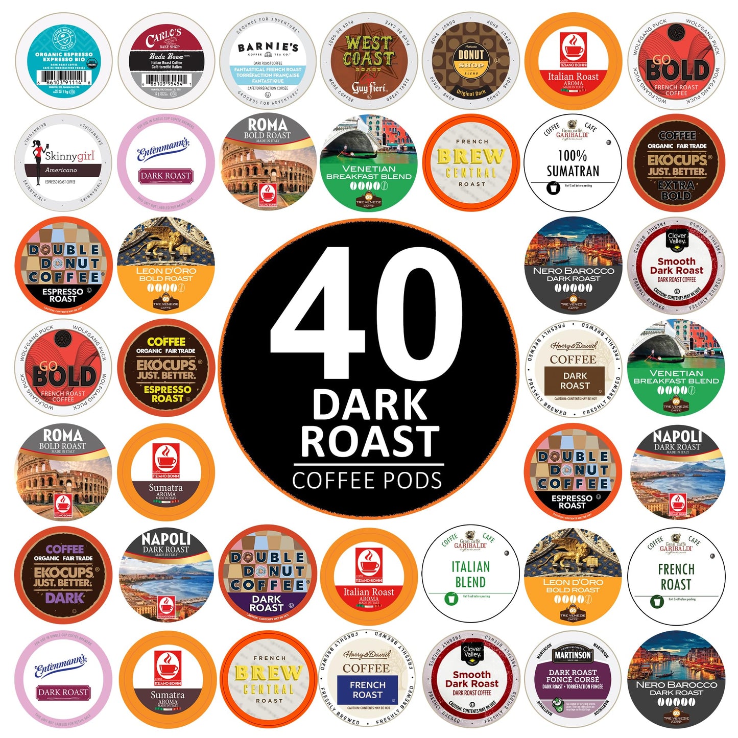 Perfect Samplers Dark Roast Coffee Pod Variety Pack for Keurig - Bold 40 Count