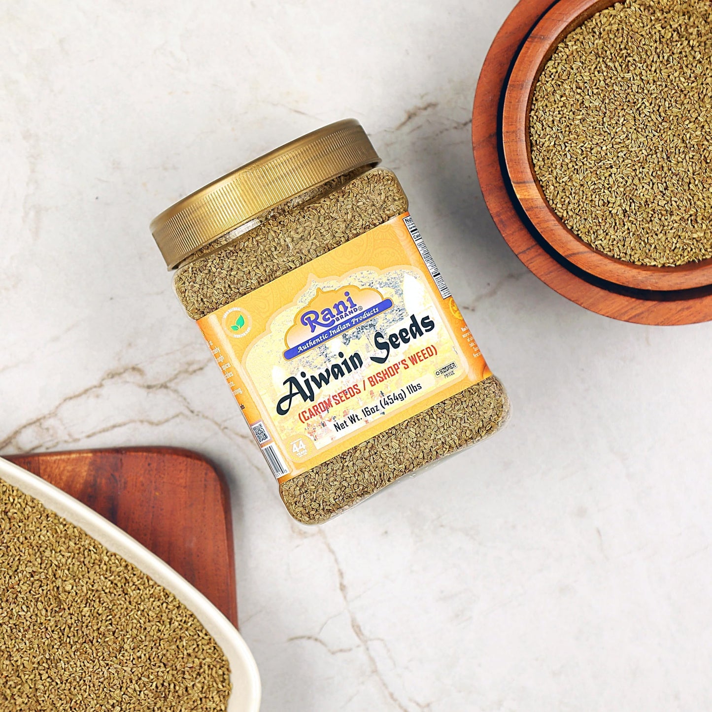 Rani Ajwain Seeds (Carom) Whole Spice, All Natural, Vegan, Non-GMO, 16oz (454g) PET Jar