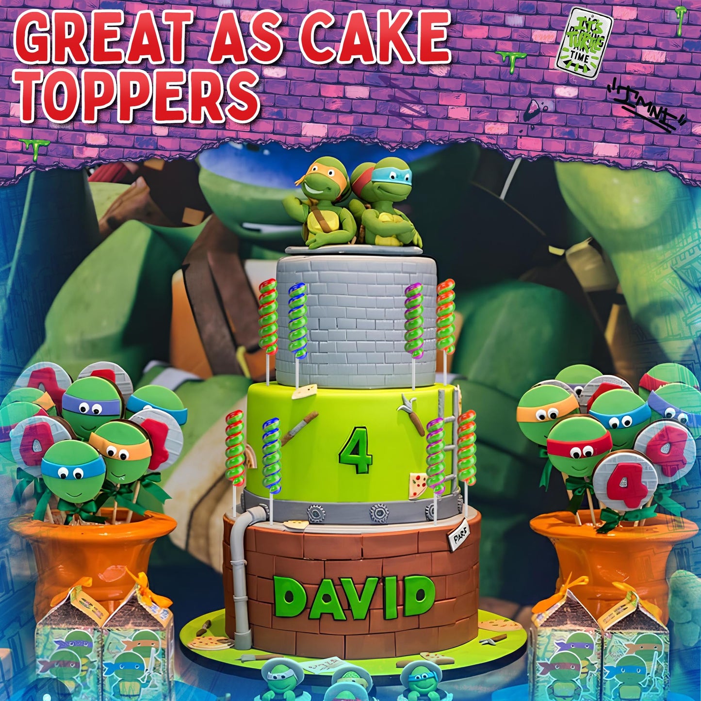 Ninja Turtles Lollipops Swirl 20Pk- Ninja Turtle Candy For Ninja Turtle Party Favors & Ninja Turtle Birthday Decorations - Teena