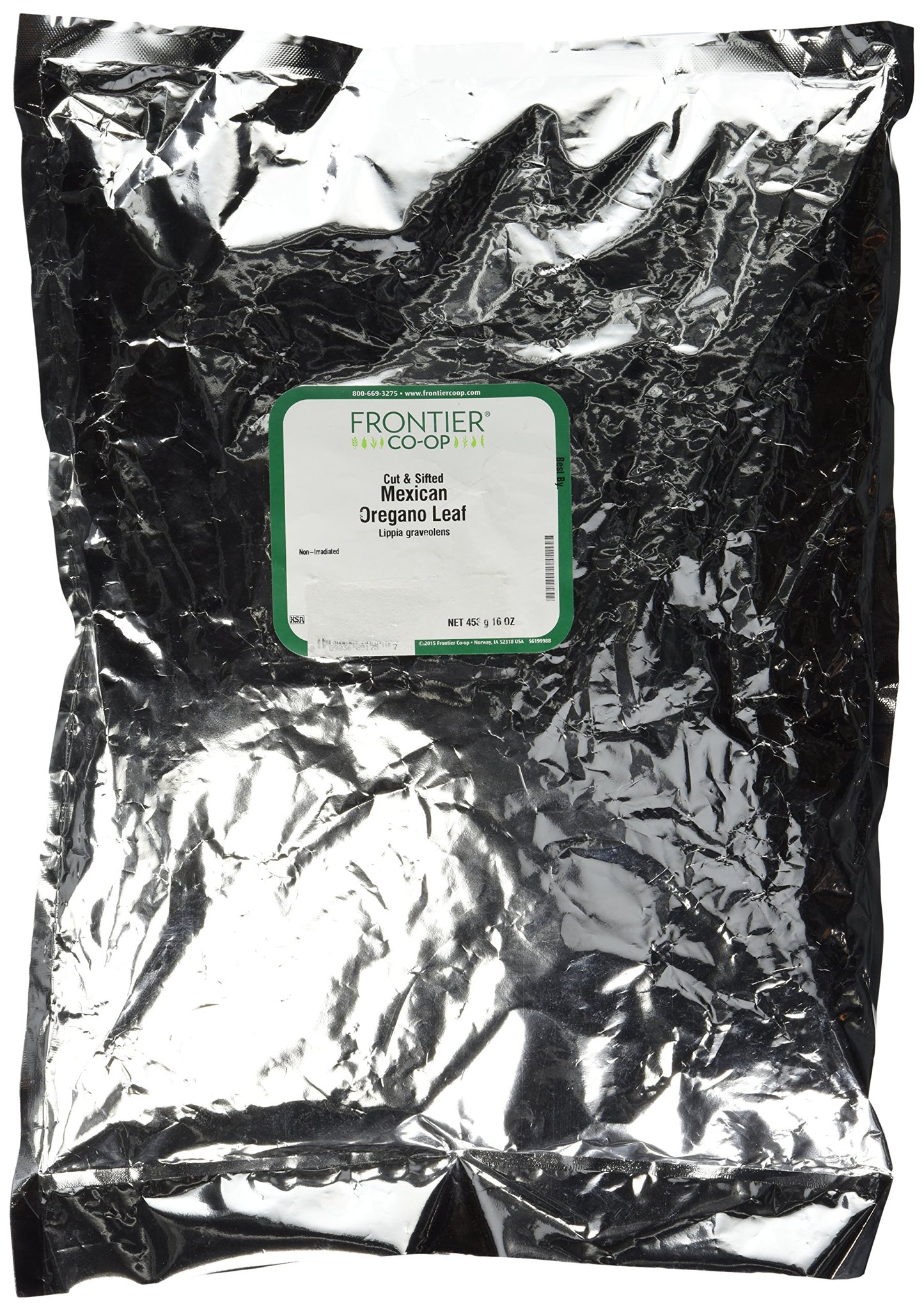 Frontier Co-Op Mexican Oregano Leaf, 1Lb Bulk Bag - Cut & Sifted - Dried Oregano Leaves, Ideal For Oregano Tea, Taco Seasoning & Mexican Food, Kosher