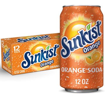 Sunkist Orange Soda, 12 fl oz Cans, Pack of 12, Refreshing Citrus Flavor