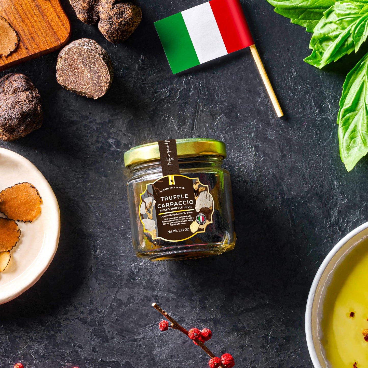 Gourmanity Tartufi Black Truffle Slices, Truffle Carpaccio In Olive Oil, (Tuber Aestivum Vitt.) Add Luxury Flavor To Any Dish, P