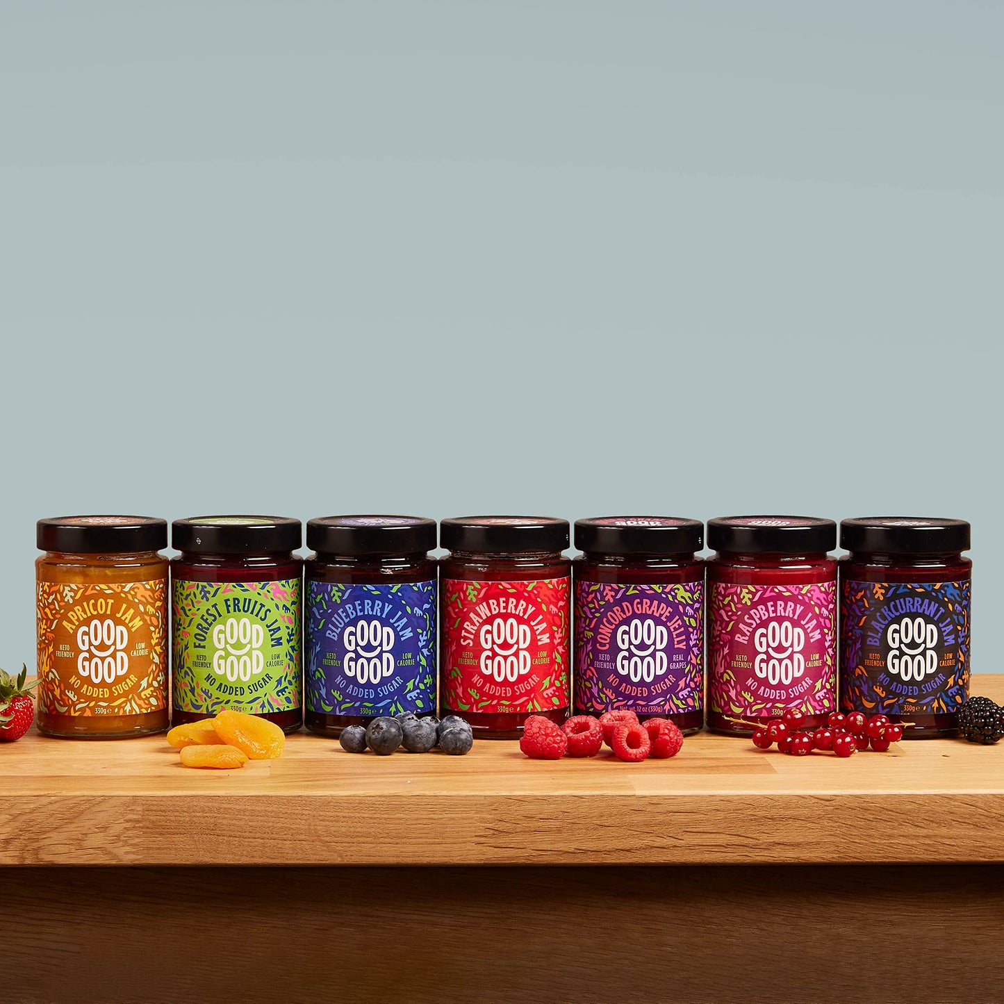GOOD GOOD No Added Sugar Blackcurrant Jam - Keto Friendly Jelly - Low Carb, Low-Calorie and Vegan - Diabetic Friendly - 12oz / 3